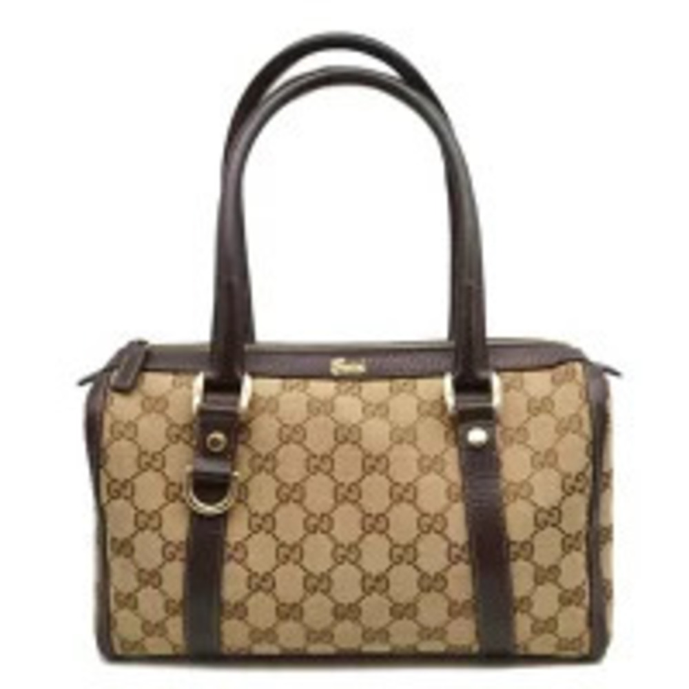 GUCCI GG Canvas Boston Leather Handbag AB